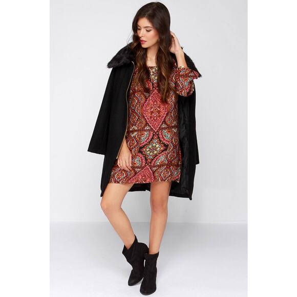 Billabong Gypsy Sol Multi Print Moroccan Paisley Festival Mini Dress womens M - Picture 6 of 17